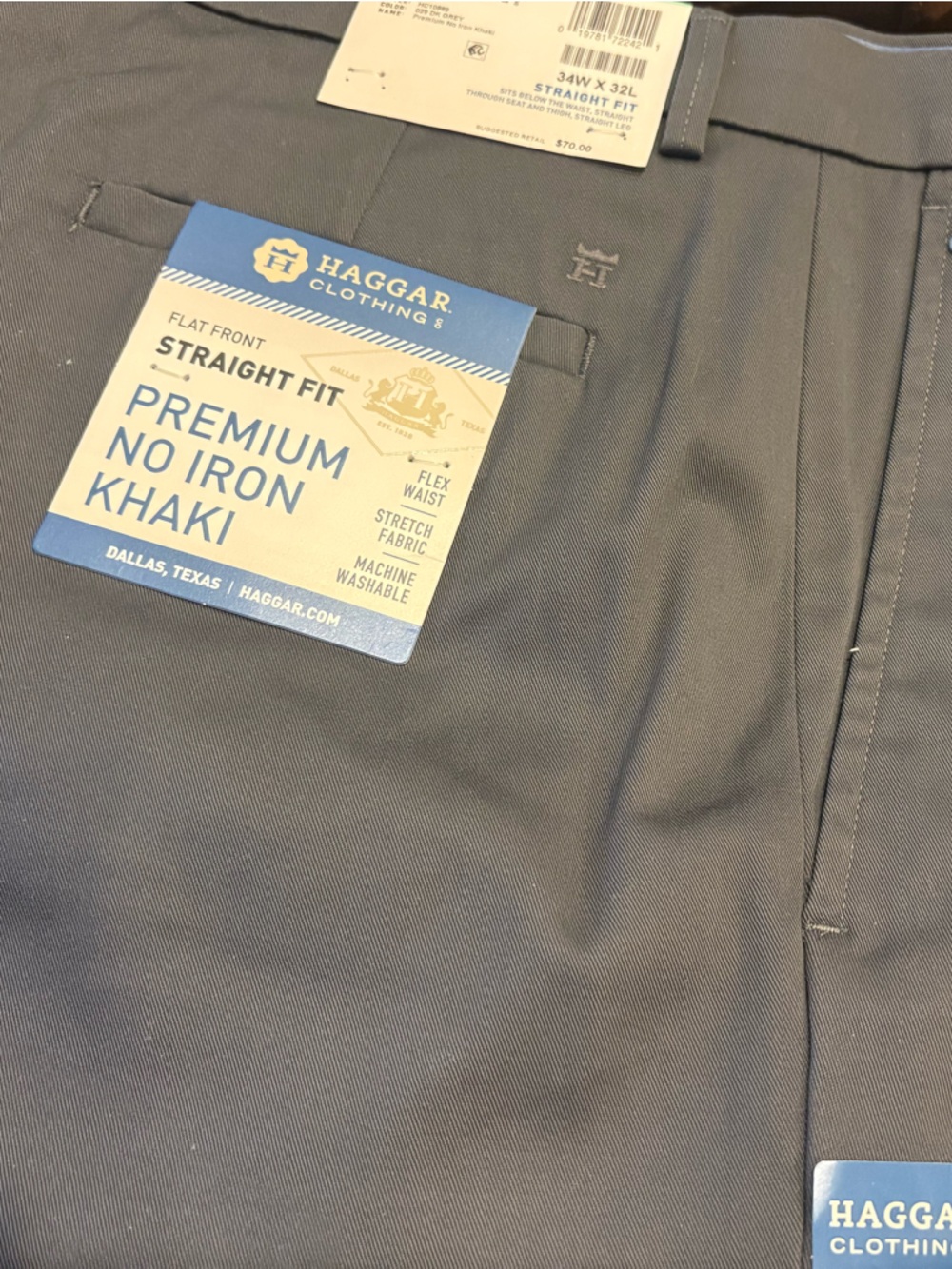 Haggar Straight Fit Flat Front Dress Pants in Charcoal